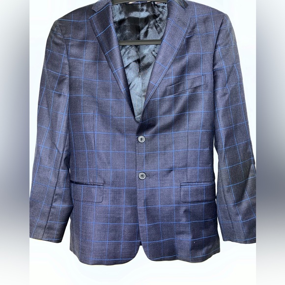 Michael Kors- size 16R navy plaid suit set. Like new - Picture 2 of 16